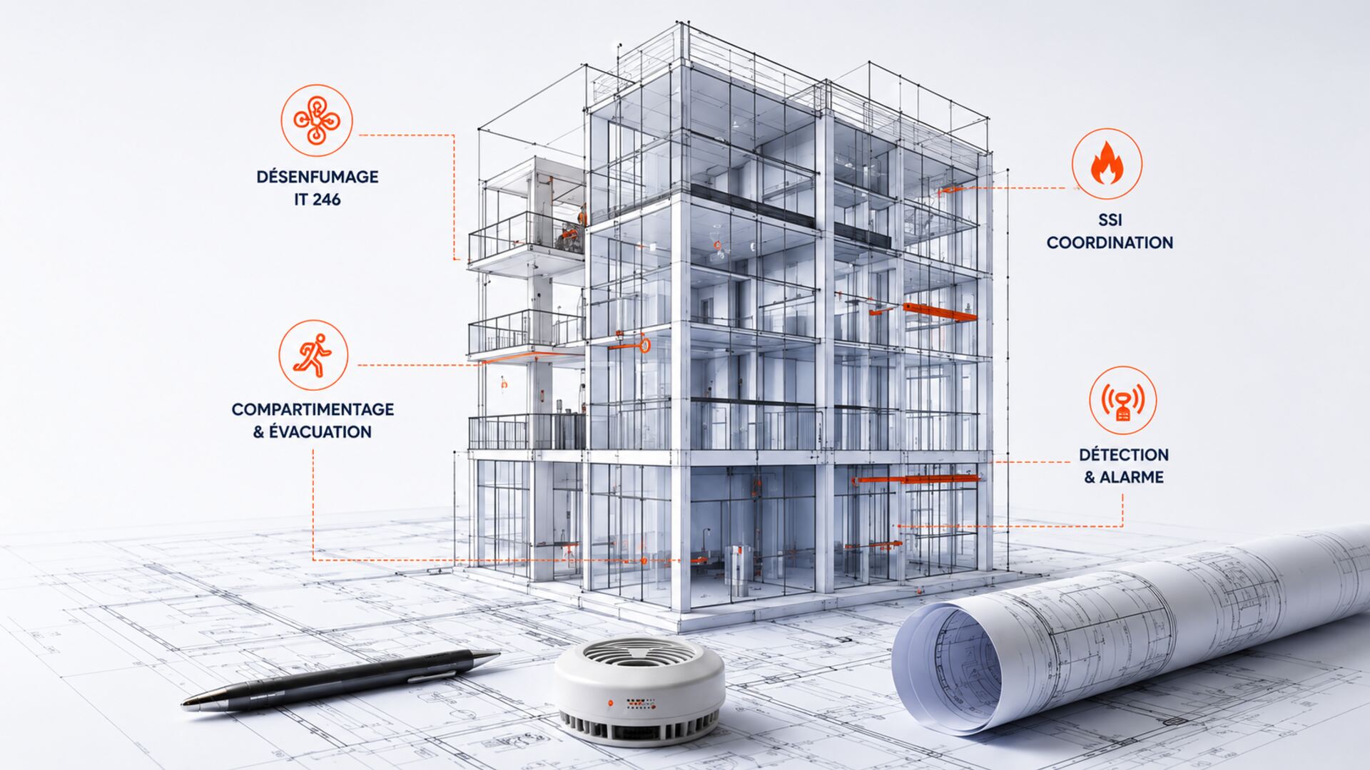 Bâtiment ERP avec systèmes de sécurité incendie – ATOM II